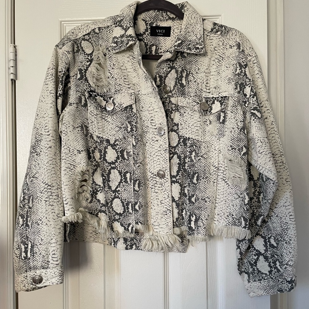 Denim snake print jacket